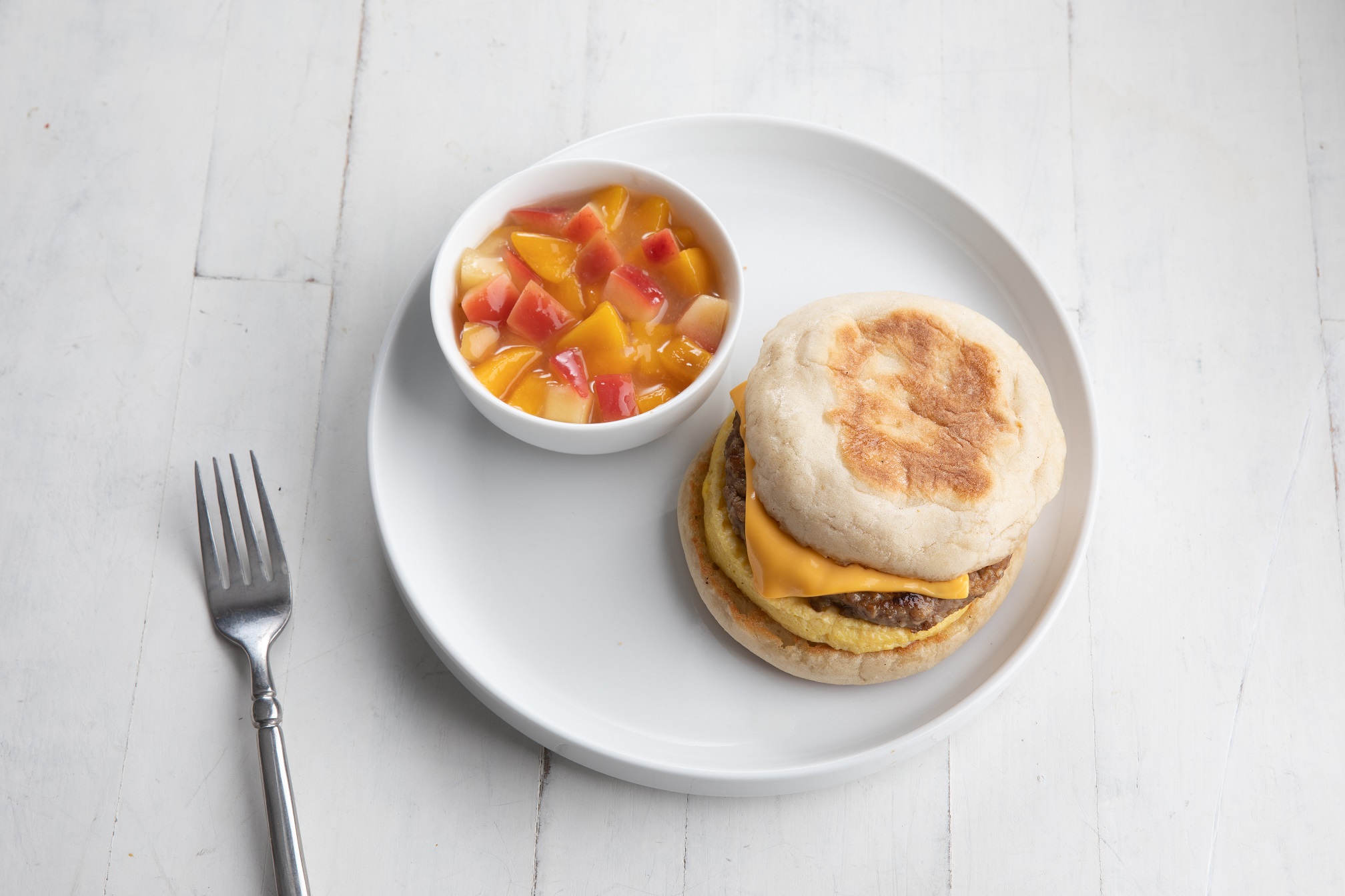 Breakfast Sandwich and Fruit Medley